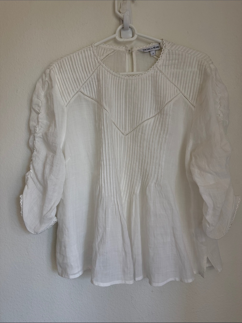 Veronica Beard | Bryce Pleated Top In Off-White - Picture 5 of 8